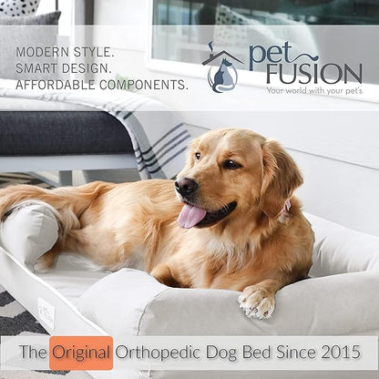 PetFusion Ultimate Dog Bed, Orthopedic Memory Foam, Multiple Sizes and Colors, Medium Firmness Pillow, Waterproof Liner, YKK Zippers, Breathable 35% Cotton Cover