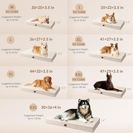 EHEYCIGA Orthopedic XL Dog Beds for Extra Large Dogs with Removable Washable Cover, Camel, 44x32