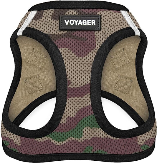 Best Pet Supplies Voyager Step-in Air Harness - All Weather Mesh, Reflective, No Pull Harness for Dogs, Cats - Secure with Hook & Loop Fastener, Buckle, Double D-Rings - Army/Black Trim, XXS