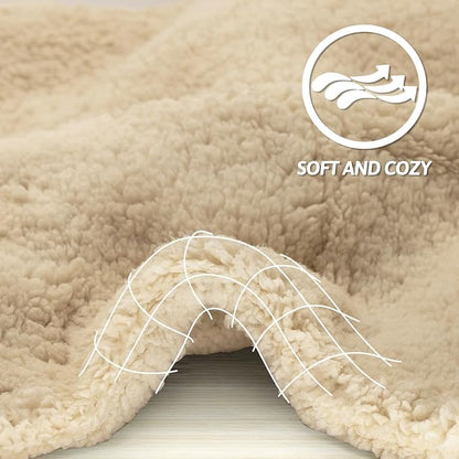 furrybaby Premium Soft Dog Blanket for Small Dogs Puppy Cat Washable Sherpa Fleece 24x32 Inches Pet Throw for Bed Furniture Couch Sofa Protection(Small, Beige Blanket)