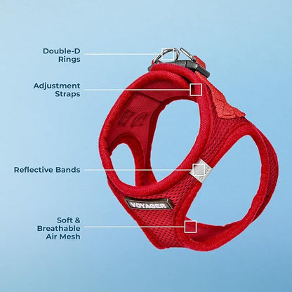 Best Pet Supplies Voyager Step-in Air Harness - All Weather Mesh, Reflective, No Pull Harness for Dogs, Cats - Secure with Hook & Loop Fastener, Buckle, Double D-Rings - Red, L