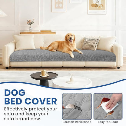 Waterproof Dog Blanket, Non-Slip Soft Pet Bed Cover, Couch Cover for Dogs Washable, Protects Sofa, Furniture, Crate, Car, Tear Resistant Leakproof Pet Blanket (68x82 Inch, Light Grey)