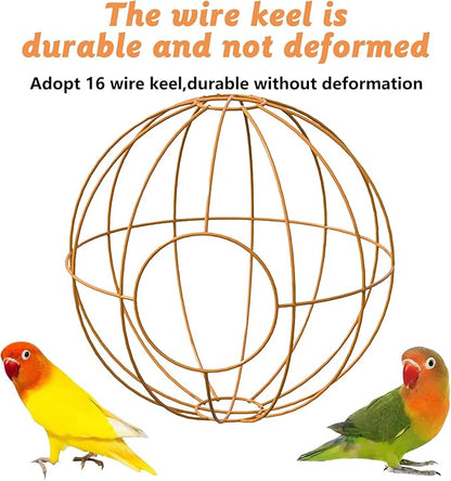 BNOSDM Rattan Bird Nest Parrot Nesting House Parakeet Hanging Swing Soft Lovebird Warm Bed Sleeping for Parrots Bird Cage Accessories for Cockatiels Budgerigars Finches Canaries (Single-Hole Style)