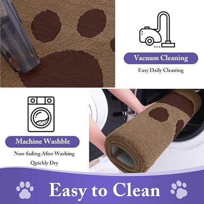 Buganda Dog Door Mat for Muddy Paws, Absorbent Dirt Trapper Non Slip Indoor Doormats, Washable Low-Profile Mat for Mud Dogs, Entryway Carpet for Inside Floor (30x20 Inches, Beige)