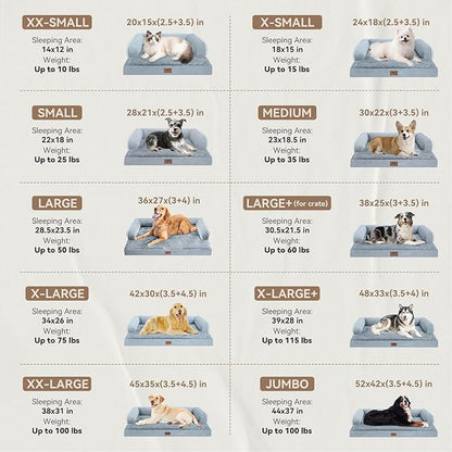 Extra Large Dog Bed Orthopedic Waterproof: Memory Foam Dog Bed for XL XLarge Extra Big Dogs - Couch Sofa - Washable with Removable Cover