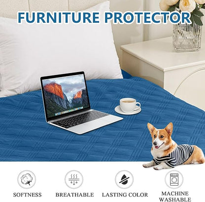 hyha Waterproof Dog Blanket, Reversible Pet Bed Blanket, Soft Sofa Couch Cover for Dogs Washable, Waterproof Pet Couch Covers for Sofa Puppy Cats Furniture Protector(40"x70", Navy Blue/Navy Blue)