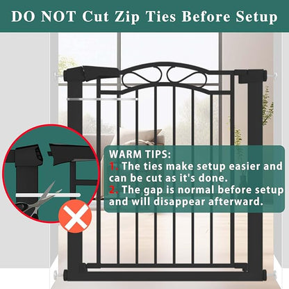 Fairy Baby 54.4"-57.0" Extra Wide Baby Gate with Door, 55 56 57 Inches Walk THR Baby Gates for Stairs Pressure Mounted no Drill, Indoor Tension Metal Child Pet Dog Safety Gate for Kids, Black