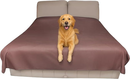 SILLY LEGACY Thin Reversible Waterproof Protective Cover or Liner for Bed or Couch, for Dogs and Cats, Babies; Incontinence, Dirt, Drool (King Size, 100 x 96 inch), (Brown)