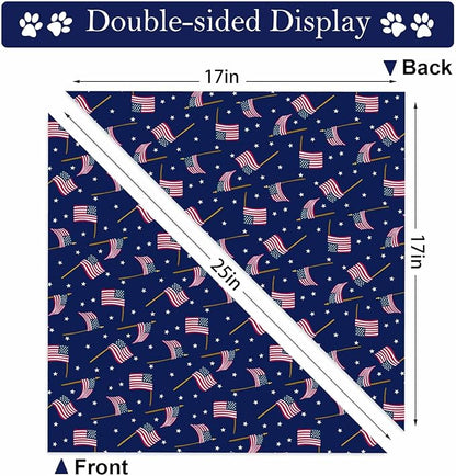 4th of July Dog Bandanas, Patriotic Pet Decorations 2 Pack, Adjustable Independence Day Holiday Party Bandana American Flag Triangle Bibs Cat Scarf Set