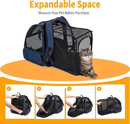 Cat Backpack，Expandable Cat Carrier Backpack, Dog Backpack Carrier and Pet Carrier Backpack, Suitable for Cats, Dogs Kitten or Small Dogs, Travel Friendly Puppy Cats Bag (Blue)