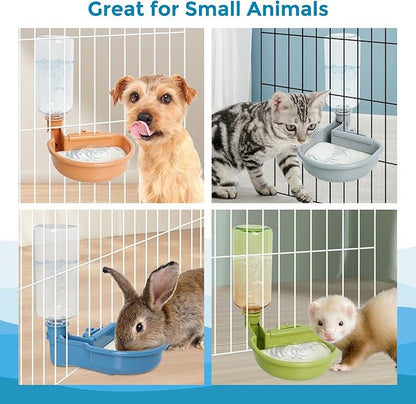 VANNON 16oz Pet Water Bottle, Gravity Dog Water Bowl Dispenser for Cage, Anti-Overflow Water Dispenser for Small Dogs, Cats, Rabbits and Other Small Animals, BPA Free, Blue