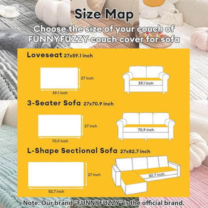 FUNNY FUZZY Pet Couch Covers for Sofa, Washable Dog Couch Cover Protector for Dogs, Flannel Couch Covers for Dogs Pet Friendly Pets Mat Bed (White, 19.7"x19.7")