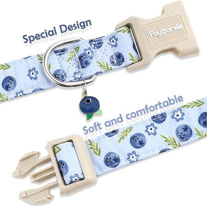 Faygarsle Blueberry Pattern Dog Collar for for Summer Small Medium Large Dogs Light Blue S
