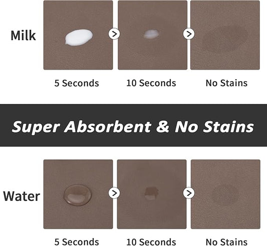 Dog Food Mat - Absorbent Cat Mat for Food and Water, No Stains Pet Feeding Bowl Mat, Easy to Clean Pet Placemats, Quick Dry Dog Water Dispenser Mat for Messy Drinkers | Paw Brown 18"x34"