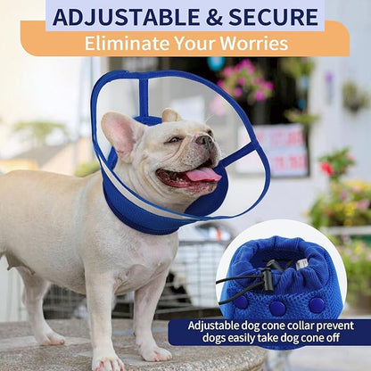Allroaring Dog Cone Collar, Soft Dog Cones for Medium Dogs After Surgery, Adjustable Pet Cone for Dogs to Stop Licking, Breathable Doggie Elizabethan Collar for Wound Care Spay Neuter, Blue M