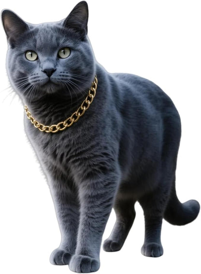 Gold Cat Chain Collar,Adjustable Cuban Link Necklace for Cats, Lightweight & Durable Metal Pet Gift, Stylish Decorative Accessory (Gold, M)