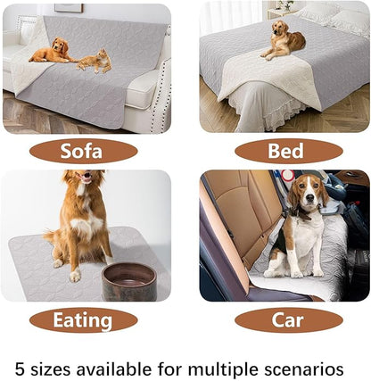 Waterproof Dog Blanket, 82x102 inches Pet Couch Covers for Sofa, Bed Furniture Protector from Dogs Washable and Reversible-Lightgrey+Cream