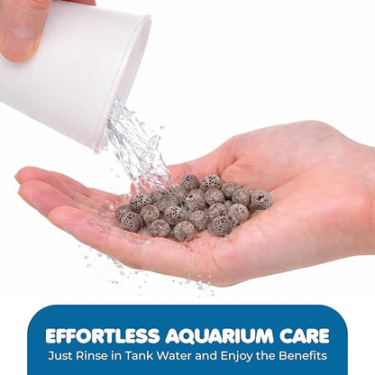 SunGrow 50 Pumice Beads for Betta Fish, Volcanic Lava Rocks for Filtration, 0.2" Aquarium Decor, Anchor Plants in Pores, Helps with Aeration, Hiding Spot for Fry in Freshwater and Saltwater Tanks