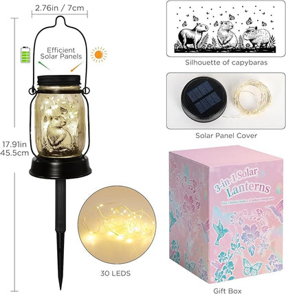 kyoryuger Capybara Gifts for Women/Men Capybara Solar Lanterns Mom Grandma Birthday Present Lantern Memorial Lights Solar Garden Decoration Outside for Yard, Patio,Backyard,Porch Torches