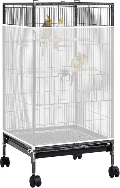 Large Bird Cage Seed Catcher, 31 x 118 inches Adjustable Large Bird Cage Cover Elastic Band Mesh Cages Cover Skirt Nylon Mesh for Parakeet Parrot Cages