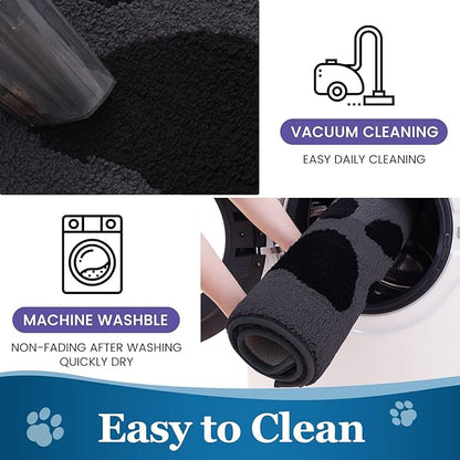 Buganda Dog Door Mat for Muddy Paws, Absorbent Dirt Trapper Washable Indoor Doormats, Non Slip Low-Profile Mud Mat for Dogs, Front Entrance Doormat for Inside Floor (36x24 Inches, Black)
