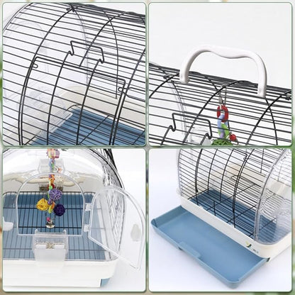 GarveeHome Portable Bird Cage Carrier, Small Bird Cage with Perches, Food Bowls and Tray, Bird Carrier for Parakeets, Canaries, Lovebirds, Small Quaker, Cockatiels, Budgie, Green Cheek