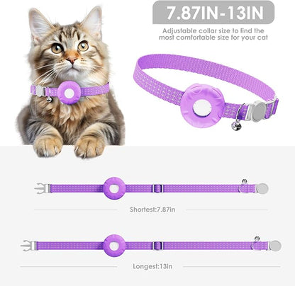 Cat GPS Tracker, Cat Tracker Collar with Safety Elastic Buckle, GPS Tracker Compatible with Apple Find My App (Only iOS), No Monthly Fee, Purple