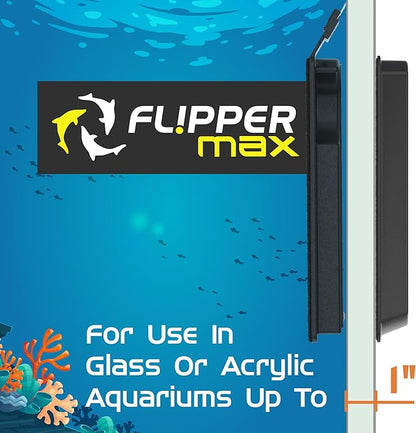 FLIPPER Max Magnetic Aquarium Glass Cleaner – 2-in-1 Scrubber and Scraper, Hands-Free Fish Tank Cleaner for Algae Removal, Safe for Glass and Acrylic Tanks up to 3/4" (19mm), Freshwater & Saltwater