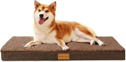 Patas Lague Orthopedic Dog Bed Large Sized Dog 36''X24'',Soft Waterproof Egg Crate Foam Medium Pet Crate Beds Mat with Removable Washable Cover and Non-Slip Bottom, Brown