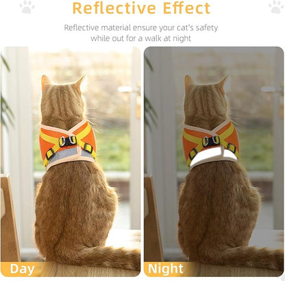 Cat & Dog Vest Harness - All Weather Mesh, Reflective Strap, Step-in Adjustable for Small Cats & Dogs (Orange, XS)