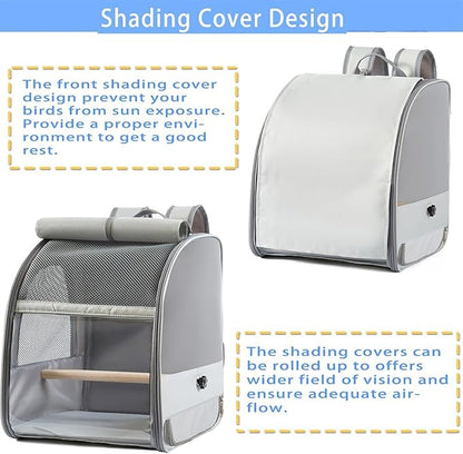 Durability Polyester Bird Travel Carriers Backpacks with Meshes Window and Sun Protecting for Daily Use Compacts Bird Cage Backpacks for Travel