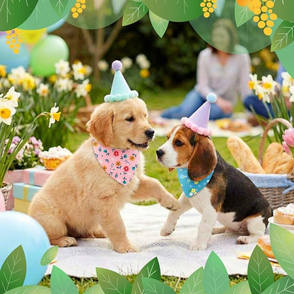 Abbylike 50 Pieces Spring Dog Bandanas Bulk Flower Daisy Sunflower Dog Bandanas for Pets Triangle Kerchief Scarf Bibs for Spring Pets Dogs Party Costume Accessories, 25 Styles (19.7 x 13.8 x 13.8)