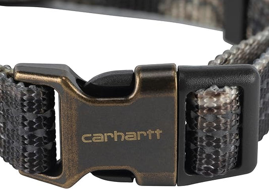 Carhartt Fully Adjustable Nylon Webbing Collars for Dogs, Reflective Stitching for Visibility, CH Duck Camo Tarmac (Nylon Webbing), Large