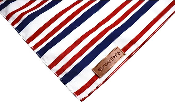 Realeaf 4th of July Dog Bandanas 2 Pack, Reversible American Flag Pet Scarf for Boy and Girl, Premium Durable Fabric, Patriotic Bandana for Medium and Large Dogs (Large)