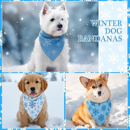 Weewooday 50 Pcs Winter Bandanas Bulk for Dogs Snowflake Cats Bandanas Charm Soft Triangle Bibs Adjustable Scarf for Small Medium Large Pets Winter Costume(19.7 x 13.8 x 13.8 Inch)