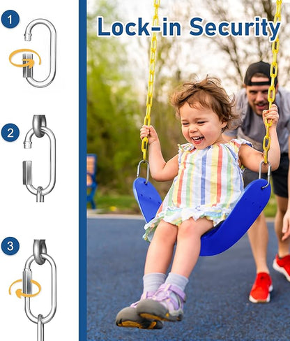 Heavy Duty Swing Seat, 66" Rust-Resistant Chains with 30" PPC-Coated Section, Swing Set Accessories Replacement with Quick Links, Kids Swings Supports 330 lbs for Outdoor Playground, Blue