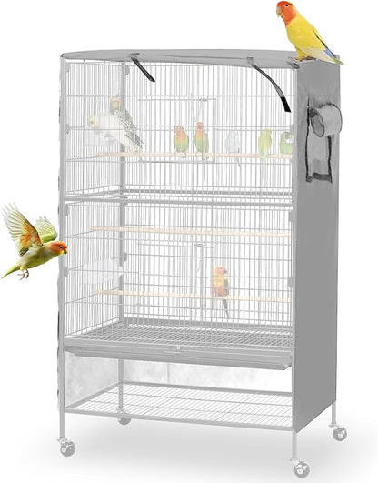 Bird Cage Cover, Large Birds Cage Covers for Night, Birds Cover for Cage with Adjustable Front Curtain, Blackout & Breathable Birdcage Covers for Parrot, Small Animals(Not Include Bird Cage)
