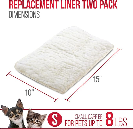 Sherpa Replacement Liners for Travel Pet Carriers - Soft Absorbent Dog Kennel Pad with Waterproof Backing, Machine Washable Dog Crate Pads, 14.5x9.75in - 2 Pack, White, Small