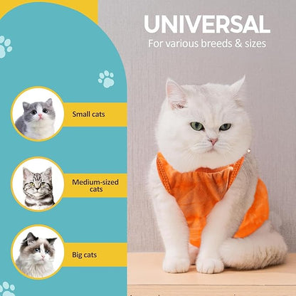 Avont Cat Recovery Suit - Kitten Onesie for Cats After Surgery, Cone of Shame Alternative Surgical Spay Suit for Female Cat, Post-Surgery or Skin Diseases Protection -Tie-dye Orange(L)