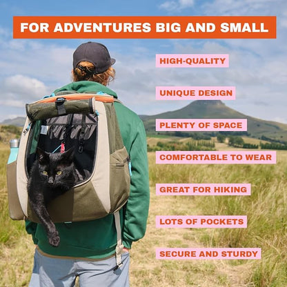 Travel Cat Backpack Carrier - The Navigator Convertible Pet Carrier Backpack - Cat Carrier Backpack with Fully Ventilated Mesh (Earth)