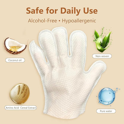 5-Finger Pet Grooming Glove Wipes - Extra Thickened Waterless Bath for Dogs & Cats - Deodorizing & Hypoallergenic Rinse-Free Cleansing for Post-Surgery, Travel, or Senior Pets (6pcs)