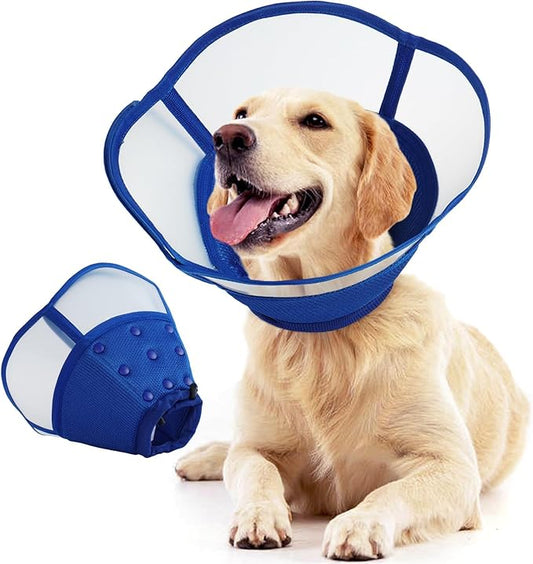 Allroaring Dog Cone Collar After Surgery, Soft Dog Cones for Large Dogs, Breathable Pet Elizabethan Collar Dogs Recovery Cone to Stop Licking Protective Wound Lightweight E-Collar, Blue XL