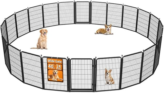 Dog Fence Outdoor Pens Outside,Portable Dog Play Pen 40" H 24 Panels Pet Playpen Exercise Pens for Puppys Small Medium Large Dogs RV Camping Yard Garden Indoor Wide Gate