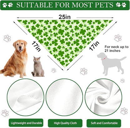 St. Patrick's Day Dog Bandana, 2 Pack Adjustable Holiday Party Pets Saint Patrick Day Bandana Triangle Bibs Lucky Dog Cat Scarf Set