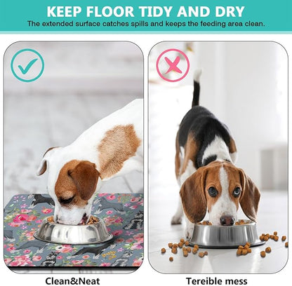Schnauzer Dog Food & Water Mat, Pet Feeding Mat for Floor Non-Slip Waterproof, Super Absorbent Cat Bowl Mat, Easy to Clean Eco-Friendly Durable Pet Placemat,16" × 24"