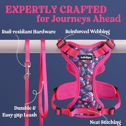 rabbitgoo Cat Harness and Leash for Walking, Escape Proof Soft Adjustable Vest Harnesses for Cats, Easy Control Breathable Reflective Strips Jacket, Coconut Fuchsia,XXS