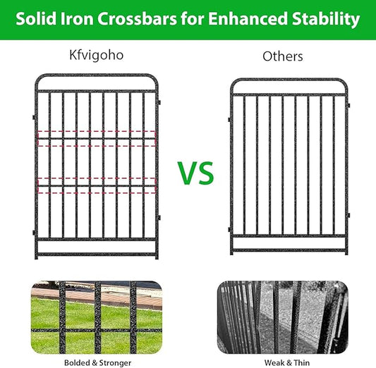 Dog Fence Outdoor 24 Piece Panels 32" Height, Square Steel Pipe with Reinforced Crossbars, Anti-Rust Heavy Duty Dog Playpen with Doors Portable for Yard RV Camping, Total 54FT, 227 Sq.ft, Snowy Black