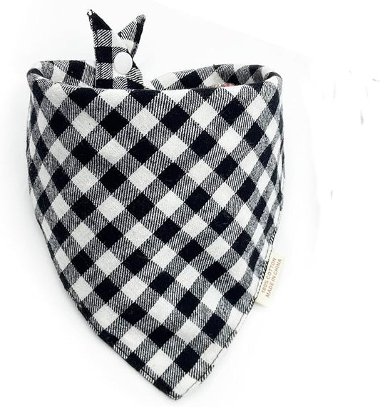 Dog Bandana(Cream Black Houndstooth Plaid S)