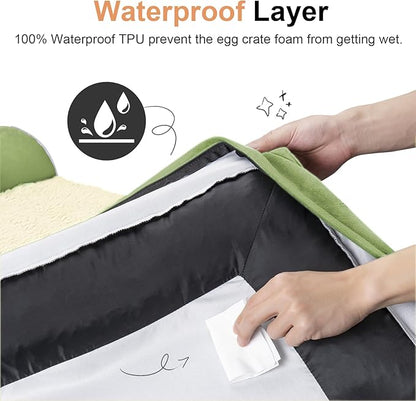 Large Dog Bed Orthopedic Washable: Jumbo Dog Bed Bolster Extra Large Dogs Egg Crate Foam Sofa Couch Waterproof Removable Cover - Grass Green