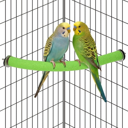 Rypet Parrot Perch Stand Toy Used for Cage Corner for Paw Grinding Clean Stick Exercise, Rough-Surfaced Quartz Bird Perch Standing Cage Accessorie for for Small Parakeets Cockatiel Conures (Green S)